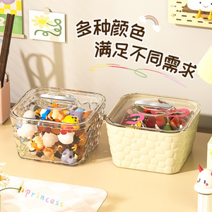 Desktop Storage <b>Box</b> Large Capacity Transparent <b>Hair</b> <b>Accessory</b> Jewelry Organizer With Lid <b>For</b> Desk Use - Product Image 1