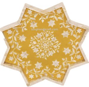 ถาดเสิร์ฟงานฝีมือสไตล์โบฮีเมียนประดับมุก ดีไซน์ยืดหยุ่น |   จานตกแต่งสำหรับอาหารและเครื่องดื่มในช่วงรอมฎอนและอีด - Product Image 1