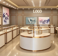 Vitrine à bijoux moderne GZowin en or, en aluminium et acrylique, avec éclairage LED, durable, de haute qualité, design professionnel 3D, pour la vente au détail