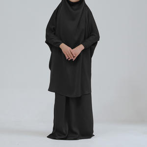 L-210 Abiti Modesti per Ragazze Arabe, Colori Uniti, Abaya per Ramadan ed Eid, Top e Vestiti con Hijab Nero, Abito per Ragazze Musulmane - Product Image 5