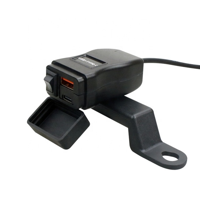Waterproof Motorcycle USB Charger Ports Motorbike USB-C Phone Charger QC 3.0 PD Fast Charging Socket
