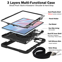 Housse de protection robuste 3-en-1 en silicone et PC pour tablette Xiaomi Pad 7/7 Pro 11,2 pouces avec support rotatif à 360° et sangle bandoulière