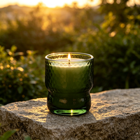 Support de bougie en verre transparent gaufré nid d'abeille style nordique, double couche, taille cintrée, récipient vide pour bougie parfumée
