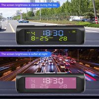 Horloge numérique solaire pour voiture avec écran LCD pour l'heure, la date et la température intérieure, idéale pour la décoration de véhicules en extérieur