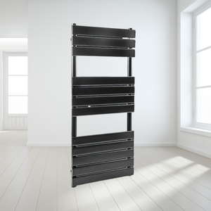 Radiatore Portasciugamani <span class=keywords><strong>Moderno</strong></span> in Acciaio Nero, Riscaldamento a Parete con Eleganti Barre Orizzontali per Asciugatura Asciugamani - Product Image 5