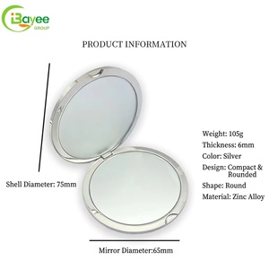 Custom 75mm DIY Your logo 360° Rotating Flip Cover Design Round Metal Folding Makeup <b>Mirror</b> for Corporate Promotional Gifts - Product Image 2