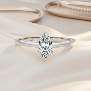 Anillo de Joyería <span class=keywords><strong>Eternity</strong></span> de Lujo Ligero con Forma de Marquesa para Boda, Plata de Ley 925 con Moissanita, Anillo Elegante para Mujer - Product Image 4