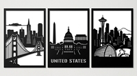 Décor mural en fer forgé : Paysages urbains de Londres, Paris, New York, Rome, Venise, Sydney, Moscou – Art déco pour salon et chambre