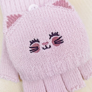 Winter <strong>Fingerless</strong> Children Cute Flap <strong>Cover</strong> Kids <strong>Glove</strong> <strong>Mitten</strong> Warm Magic <strong>Gloves</strong> <strong>with</strong> Flip Top <strong>with</strong> Embroidered Designed Pattern - Product Image 5