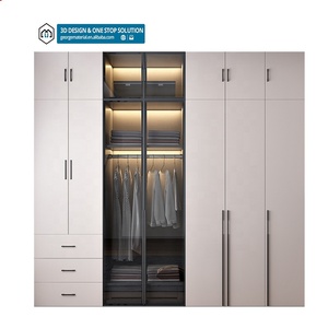 Armario moderno de lujo con puerta de cristal personalizada, juego completo de armarios de dormitorio con luz Led - Product Image 2