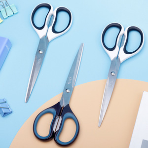 Deli Scissors 175mm Stainless Steel Soft Rubber Handle Office Student Craft Scissors - Product Image 1