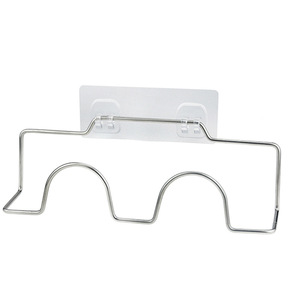 ชั้นวางรองเท้าติดผนังสแตนเลสไม่ต้องเจาะสำหรับห้องน้ำห้องครัวที่เก็บรองเท้าแตะพร้อมตะขอ - Product Image 5