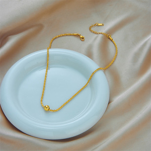 European American Fashion Titanium Steel Ball Chain Clavicle Necklace Gold Geometric Design N1753 - Product Image 3