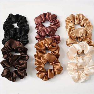 Oversized Satin Scrunchies Large Soft Hair <b>Ties</b> Solid Color Maillard Scrunchie Women Girls Fashion Hair Accessories Wholesale - Product Image 1
