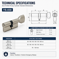 Cylindre de serrure cylindrique en alliage de zinc avec noyau en laiton, pour serrure à mortaise, avec bouton