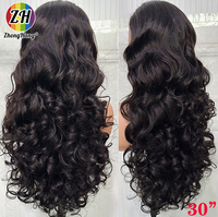 Rambut Ikal Mengembang Double Drawn 13*4 untuk Wig Full Glueless dengan Lace Frontal, Rambut Asli Vietnam Virgin Human Hair dengan Lace Transparan untuk Wanita