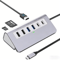 Hub USB-C haute vitesse 9-en-1 avec USB-C 3.0 + HDTV + PD 100W + 2 ports USB 3.0 + 2 ports USB 2.0 + lecteur de carte SD/TF, hub USB Type-C pour ordinateur portable