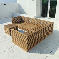 Meubles de patio de nouvelle conception, vente en gros d'usine, meubles de jardin de haute qualité, canapé en bois en forme de L, meubles d'extérieur en teck
