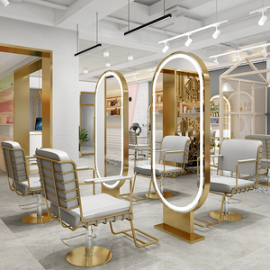 Nuevo Modelo 2025: Estación de Estilismo Dorada con Espejo LED, Silla de Estilismo para Salón, Silla de Barbería, Muebles Modernos para Salón en Venta MK - Product Image 2