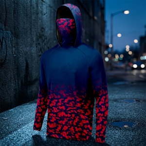 Sweat-shirt de pêche à capuche pour homme, sublimation, séchage rapide, camouflage, masque facial, manches longues, protection solaire UPF 50 - Product Image 3