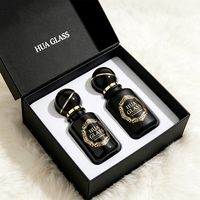 Flacon de parfum vide en verre noir mat et brillant, 30 ml, 50 ml, 100 ml, avec bouchon rond unique, étiquette personnalisée et boîte d'emballage – Vente chaude