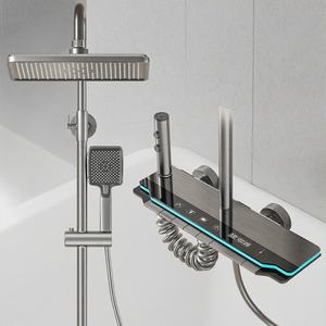 Robinet de salle de bain numérique de luxe contemporain, nouveau design, ensemble de pomme de douche à poignée unique, jet de pluie, pulvérisation à pause douce, ensemble de douche - Product Image 2
