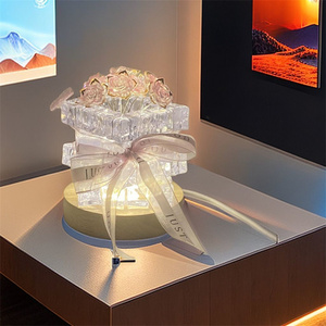 Filles Femme Adolescents Décor À La Maison pour <span class=keywords><strong>Chambre</strong></span> Salon Fête Mariage Valentine Rose Fleur Arbre <span class=keywords><strong>Led</strong></span> Rose Cube lampe de table Cadeau - Product Image 2