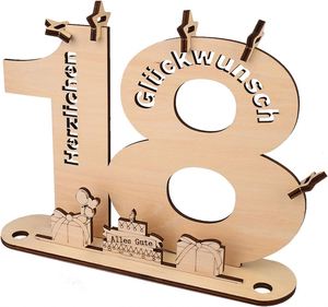 Decoración para el 18º Cumpleaños, Confeti, Libro de Visitas para Hombre o Mujer con Soporte y 5 Pentagramas de Madera, Artículos para Fiestas - Product Image 2