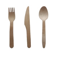 Ustensiles personnalisés imprimés, cuillère, fourchette et couteau jetables en bois de bouleau 140/160 mm, ensemble de couverts en bois, emballage individuel