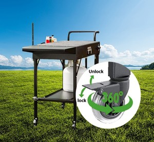 <span class=keywords><strong>Carrito</strong></span> de Parrilla Plegable para Exteriores Directo de Fábrica, Mesa de Preparación Portátil para Barbacoa con Ruedas, Estación de Cocina para Acampar en Patio o Jardín - Product Image 4
