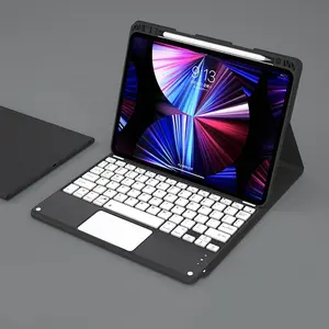Tablet kılıfı TPU deri şarj edilebilir kalem yuvası kablosuz Bluetooth dokunmatik klavye Tablet kapak için iPad Pro 10 2022 10.9