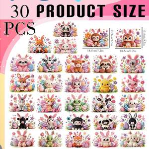 Paquete <span class=keywords><strong>de</strong></span> Diseños <span class=keywords><strong>de</strong></span> Animales <span class=keywords><strong>de</strong></span> Ganchillo <span class=keywords><strong>de</strong></span> Pascua, Conejitos, Dibujos Animados Lindos, Transferencia Térmica DTF, Huevos <span class=keywords><strong>de</strong></span> Pascua, Flores, Sublimación, Adhesivos para Camisetas - Product Image 2