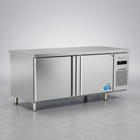 Réfrigérateur-congélateur professionnel en acier inoxydable de 1,8 m à double température, refroidissement direct, 2 portes, plan de travail, grande capacité, sous comptoir