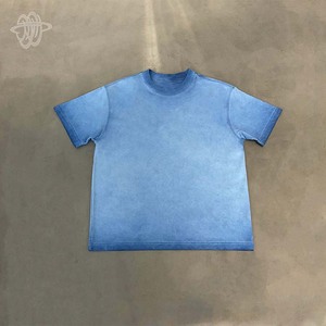 T-shirt Vintage oversize in cotone 100% personalizzabile modello solido effetto angosciato lavato per Look Casual Street Style da <span class=keywords><strong>uomo</strong></span> - Product Image 3