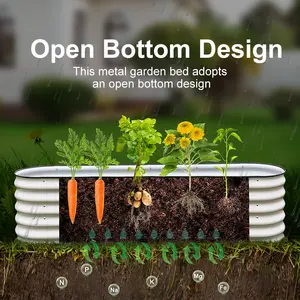 Pot bunga Modular putih 4-In-1, aplikasi rumah tempat tidur penanam taman mengangkat baja galvanis luar ruangan