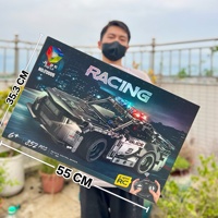 Jouet éducatif en blocs de construction en plastique ABS, modèle de voiture de course à rétrofriction en petites pièces, cadeau pour garçons de 14 ans et plus