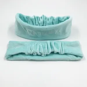 High quality women's velvet skin care hairband spa headband with elastic with custom logo