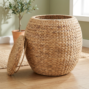 Eco-Friendly Luxury Multifunction Wood <b>Storage</b> Baskets for Bathroom Pantry Cabinet Handwoven Multi-Purpose Portable Onion <b>Hamper</b> - Product Image 4