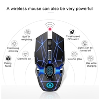 Souris de jeu sans fil YINDIAO A7 2.4GHz 1600DPI 3-modes réglables 7-keys Rechargeable RGB Light Wireless Silent Gaming Mous