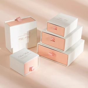 Custom Logo Pink Sliding Cardboard Rigid Jewelry Drawer Gift Box Luxury <b>Paper</b> Packaging for Wholesale - Product Image 3