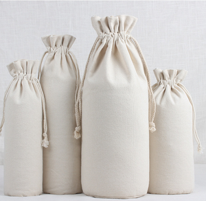 Bolsa de algodón de lona blanca natural personalizada, cordón con doble cuerda de algodón, fondo redondo - Product Image 6