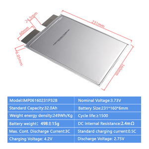 <b>3.7V</b> 32ah Farasis polymer <b>battery</b> <b>3.7V</b> 32Ah 50Ah 53Ah 58Ah 73Ah 76Ah NMC pouch Cell lithium <b>battery</b> P32 P50 P53 P58 P73 P76 - Product Image 2