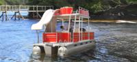 Bateau ponton en aluminium à deux étages durable de 25 pieds avec moteur puissant pour les longues croisières, la pêche et les loisirs.