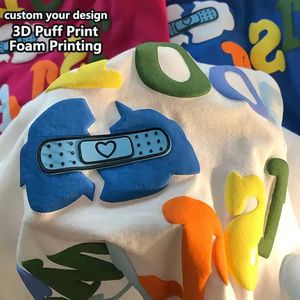 Sudadera con capucha de algodón orgánico de alta calidad logotipo personalizado 3D Puff serigrafía hombres peso pesado de gran tamaño camisetas unisex - Product Image 2