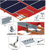 Système de fixation pour tuiles solaires photovoltaïques 10 kW avec crochets de toit solaires en aluminium et acier inoxydable, résistance au vent de 216 km/h