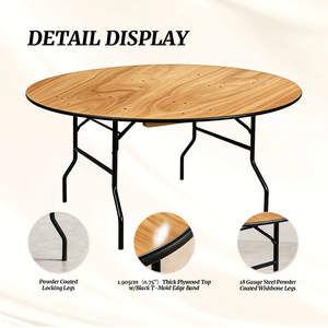 152mm Simple Wooden Foldable <strong>Round</strong> Shape Outdoor Wedding Banquet Hotel Folding <strong>Dining</strong> <strong>Table</strong> - Product Image 2