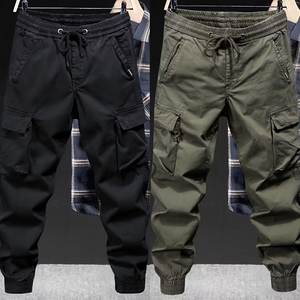 <span class=keywords><strong>Pantaloni</strong></span> <span class=keywords><strong>Cargo</strong></span> Casual da <span class=keywords><strong>Uomo</strong></span> di Tendenza in Stile Americano a Tinta Unita Modello Jogger con Chiusura a Zip a Vita Media Vestibilità Morbida in Tessuto per Primavera Autunno - Product Image 1