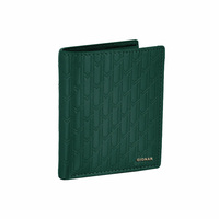 Portefeuille en cuir italien personnalisé gaufré, mini portefeuille en cuir de veau, élégant porte-carte d'identité vert, porte-monnaie en cuir pour femmes