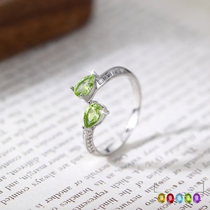 8 Factory 4*6mm Pear cut Crystal toi et moi ring Natural Stone 925 Silver Valentine's Day Jewelry <b>Birthday</b> <b>Gift</b> <b>for</b> <b>Girlfriend</b> - Product Image 2
