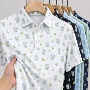 เสื้อโปโลผู้ชายลาย Lime Cocktail เสื้อกอล์ฟน้ำหนักเบา แห้งเร็ว ผลิตเสื้อผ้าแบบซับลิเมชั่นตามสั่งจากโรงงาน - Product Image 1
